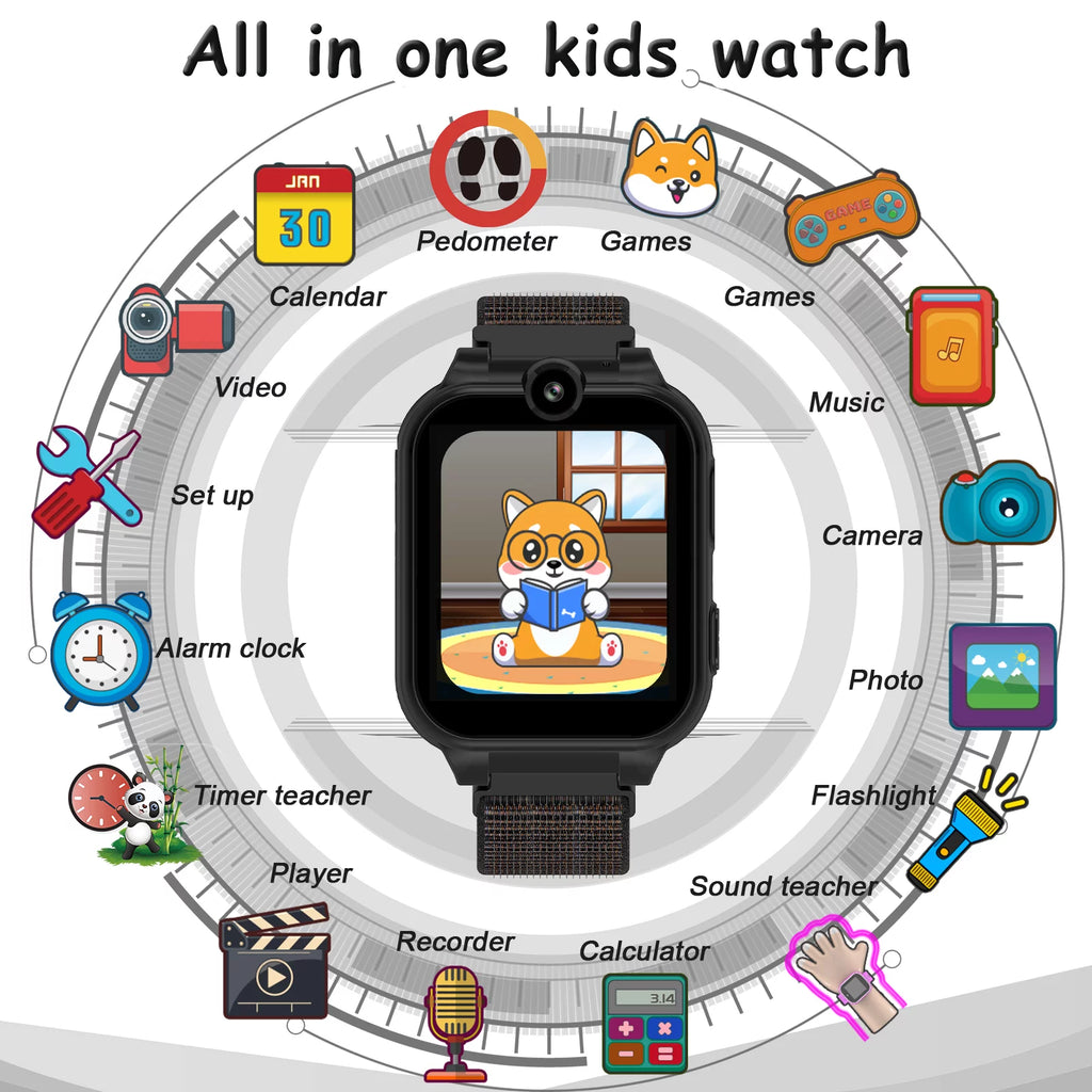 Black Kids Smart Watch with Dual Camera A57242