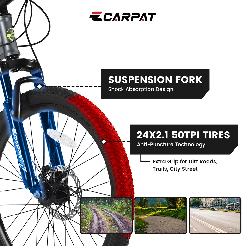 24 inch Kids Mountain Bike with Disc Brakes 21 Speed D2132