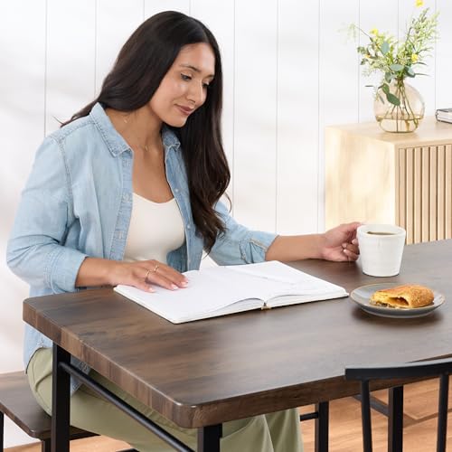 4-Piece Dining Table Set with 2 Chairs and Bench T451