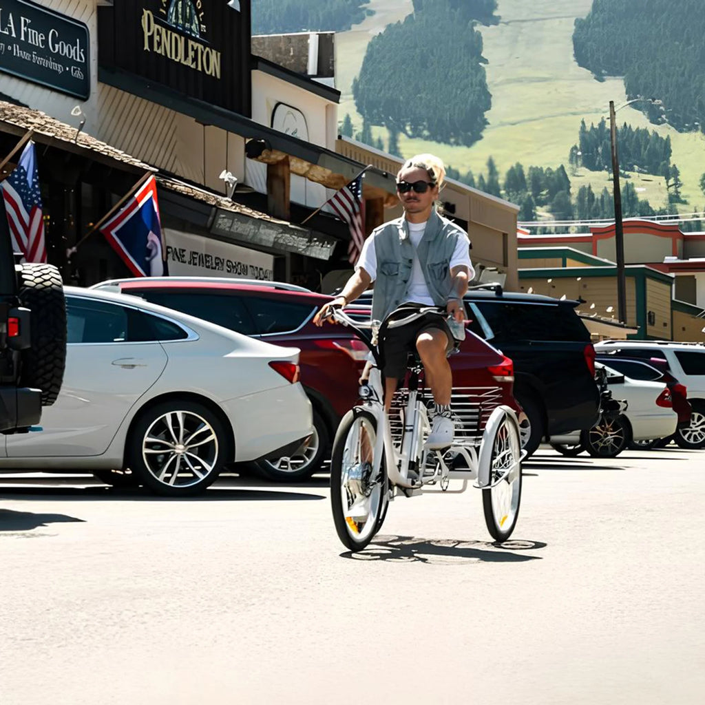 26" 350W Electric Tricycle with Basket 36V 10Ah Navy G85503