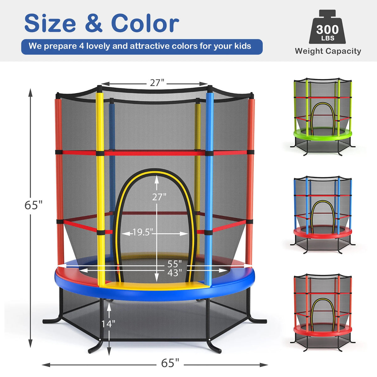 55'' Recreational Trampoline with Enclosure Net O4426