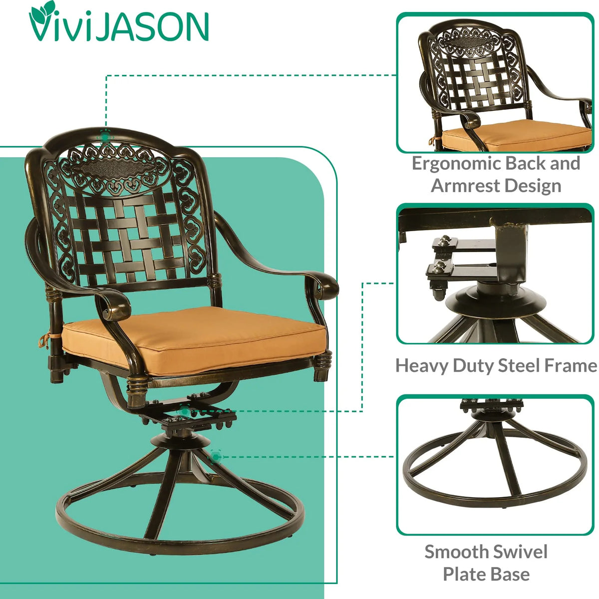 5-Piece All-Weather Cast Aluminum Patio Dining Set U3908