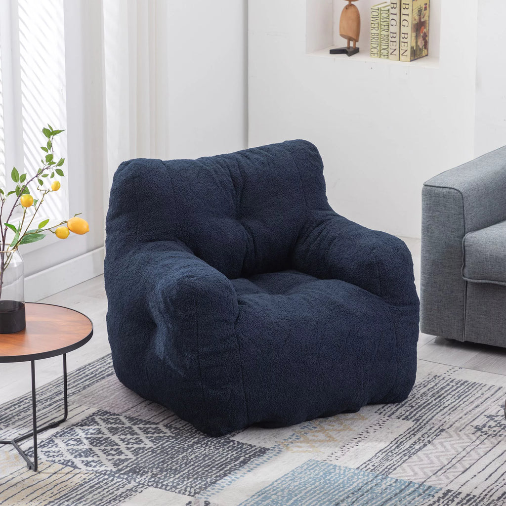 Soft Teddy Fabric Bean Bag Chair 39.4*39.4*27.6 Inches B536315