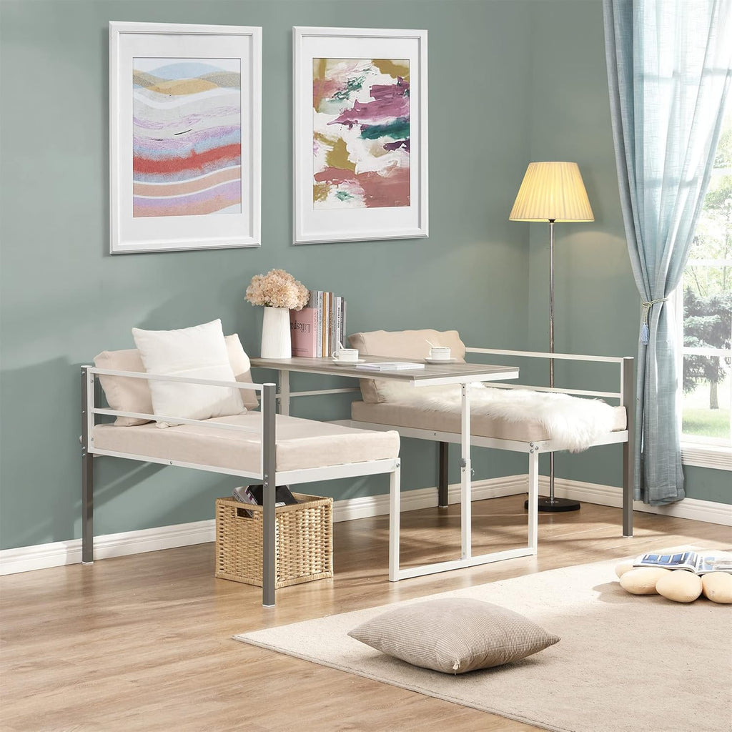 White Twin Size Metal Daybed with Built-in Desk C98391