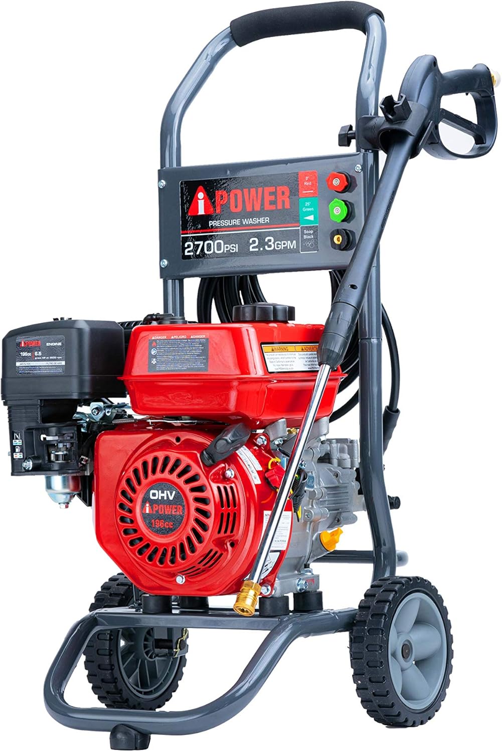 Gas Powered Pressure Washer 2700 PSI 2.3 GPM 7HP with 3 Nozzle Attachments M40343