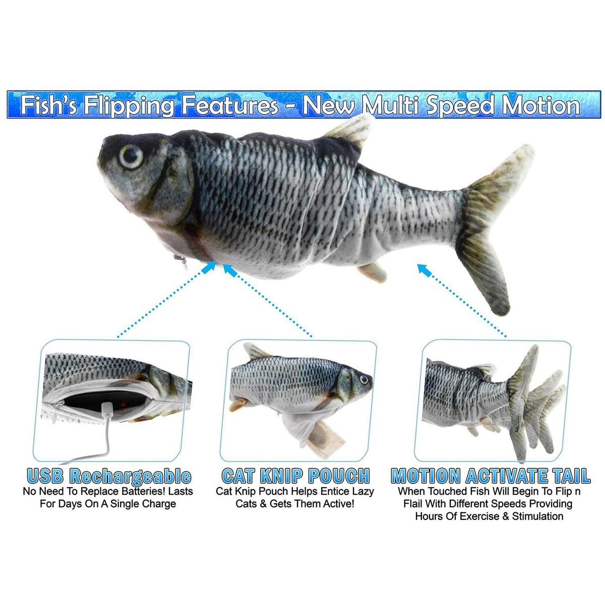 Cat Flipping n Flopping Fish Cat Toy D3004