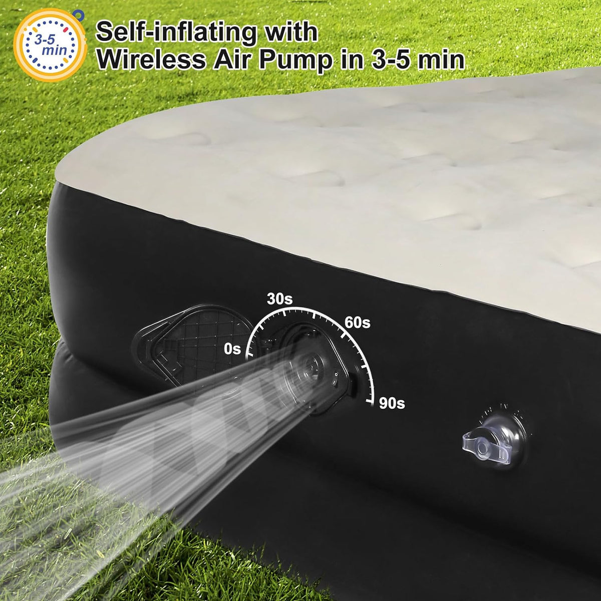 Queen 18 Inch Air Mattress with Built in Pump and Headboard D6330