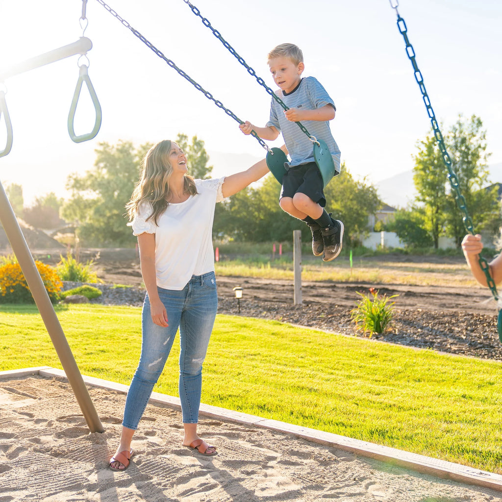Kid's Metal Swing Set with 2 Belt Swings and Trapeze Bar G90725
