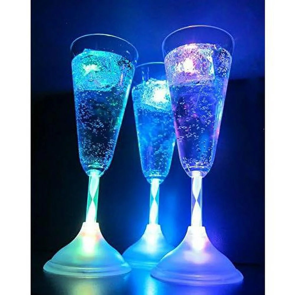 6 Oz LED Light Up Champagne Flutes Set Of 6 E441