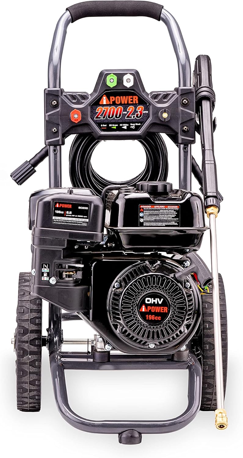 Gas Powered Pressure Washer 2700 PSI 2.3 GPM 7HP with 3 Nozzle Attachments M40343