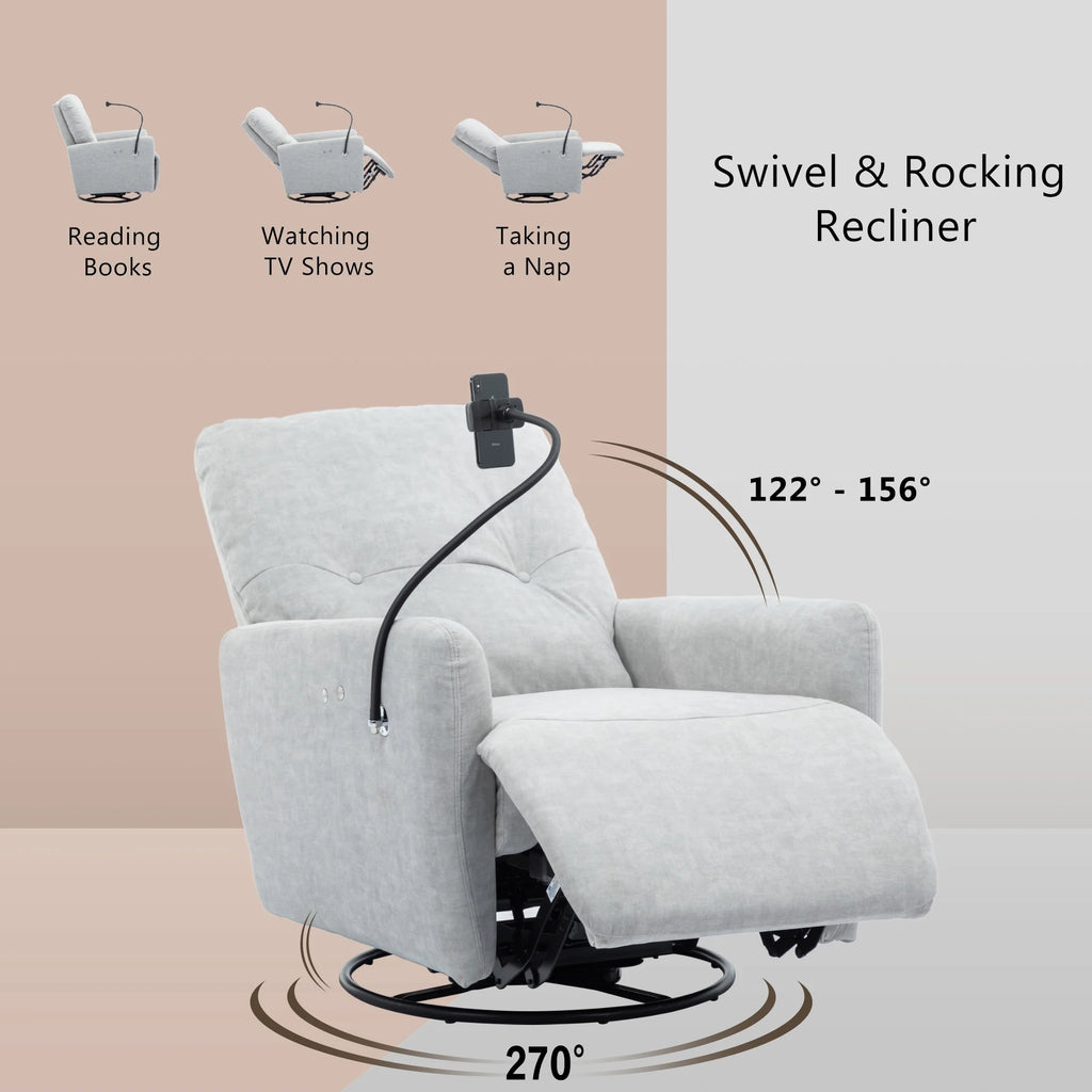 Grey 270 Degree Swivel Electric Recliner Sofa T77952