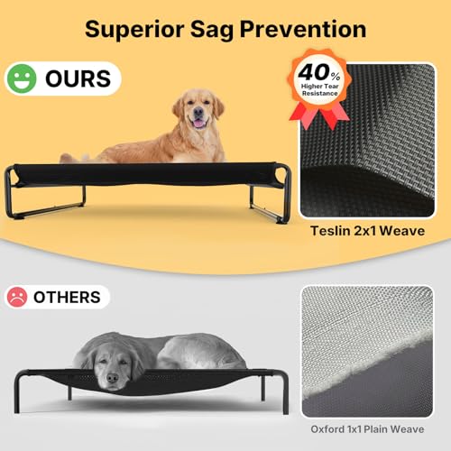 Elevated Cooling Dog Bed with Washable Mesh, Large, Black B49847