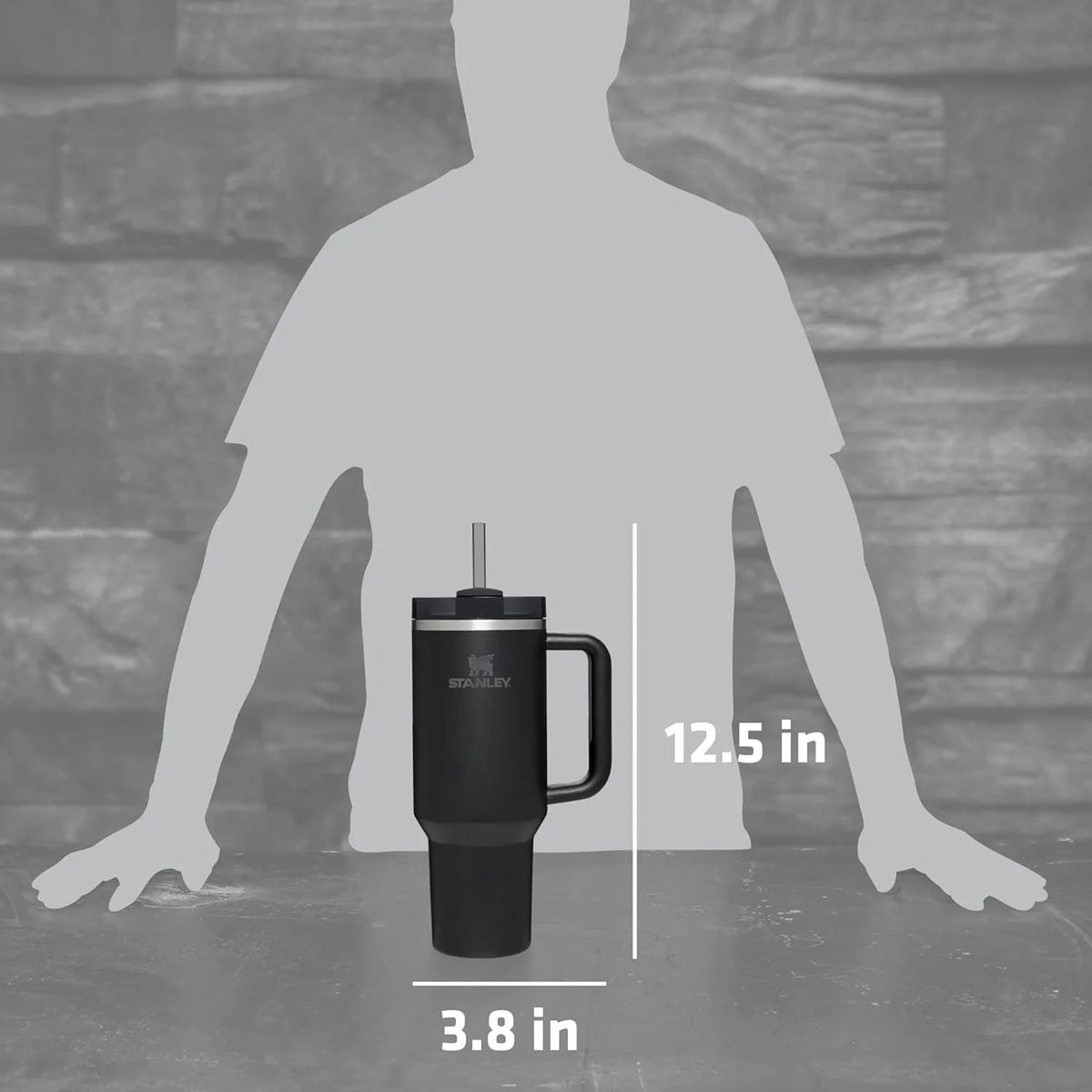 40 oz Black Stainless Steel Insulated Tumbler with Lid and Straw H6074
