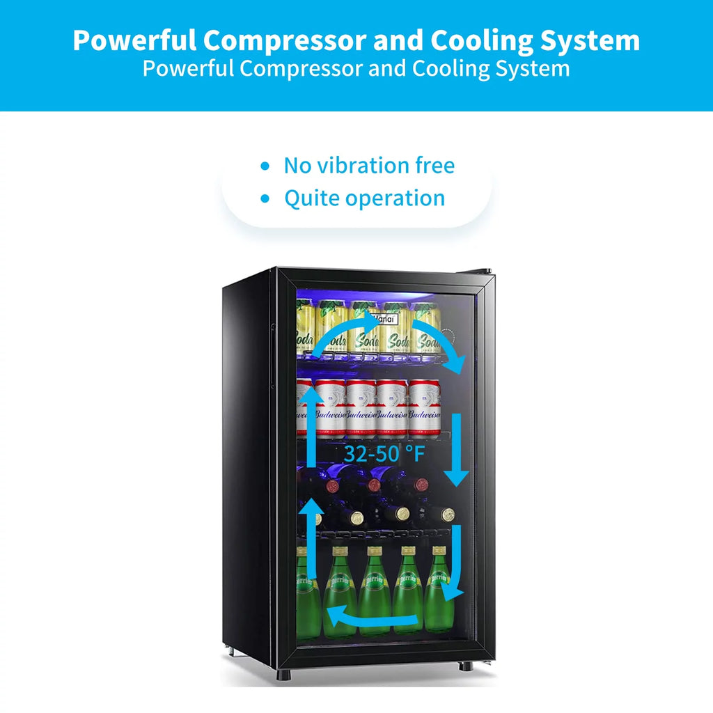 Wine Cooler and Beverage Refrigerator with Glass Door U67518