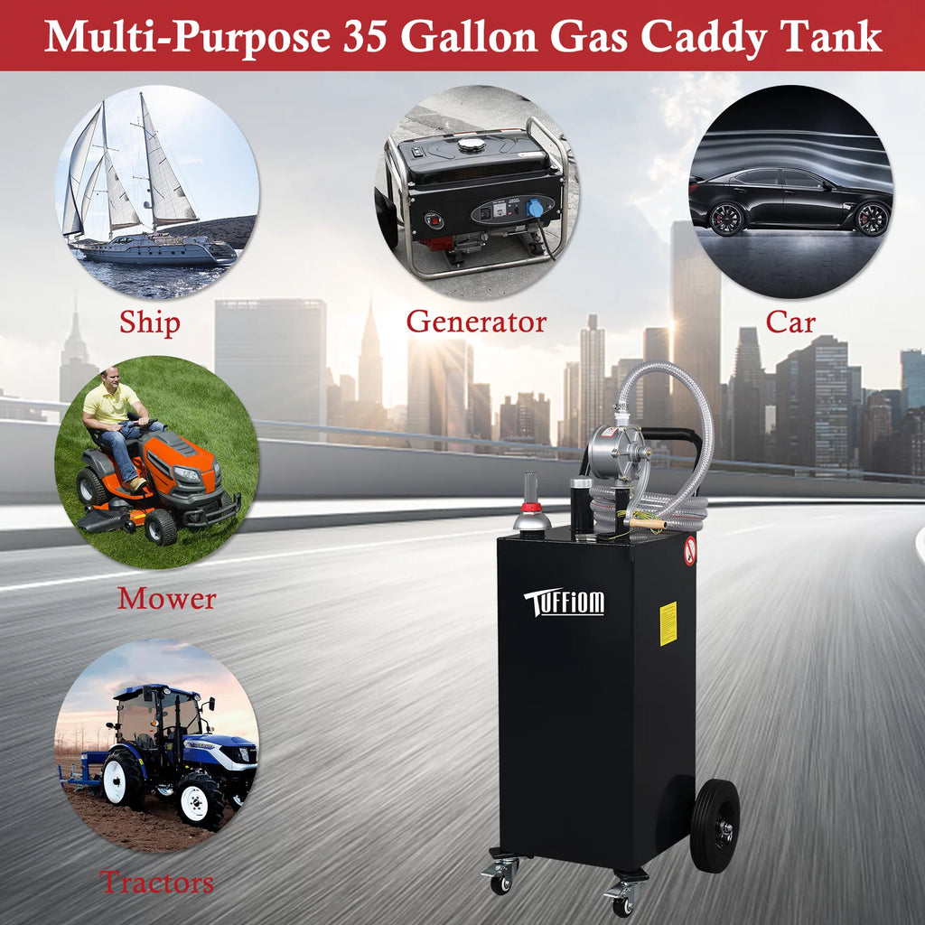 35 Gallon Gas Caddy with Hand Pump & Wheels M584