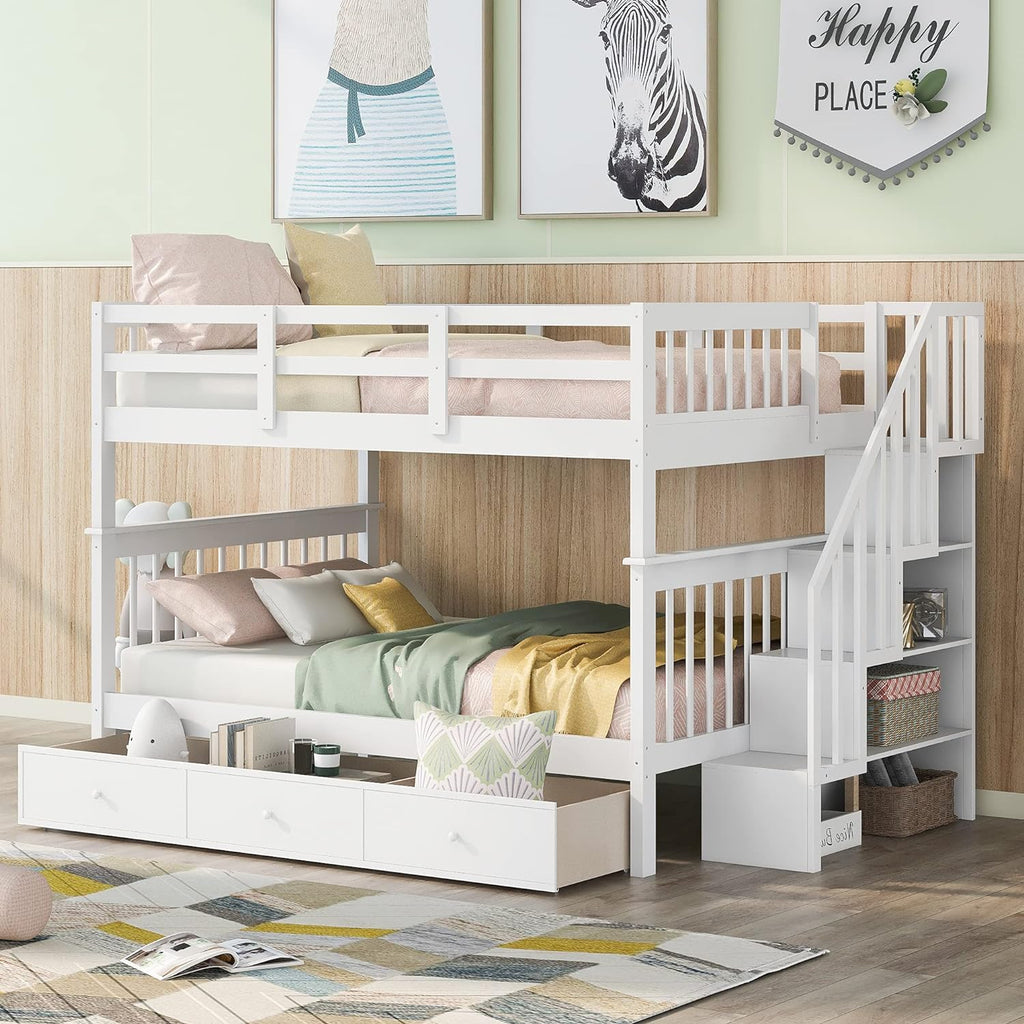Gray Solid Wood Twin Loft Bed with Slide and Storage D778438