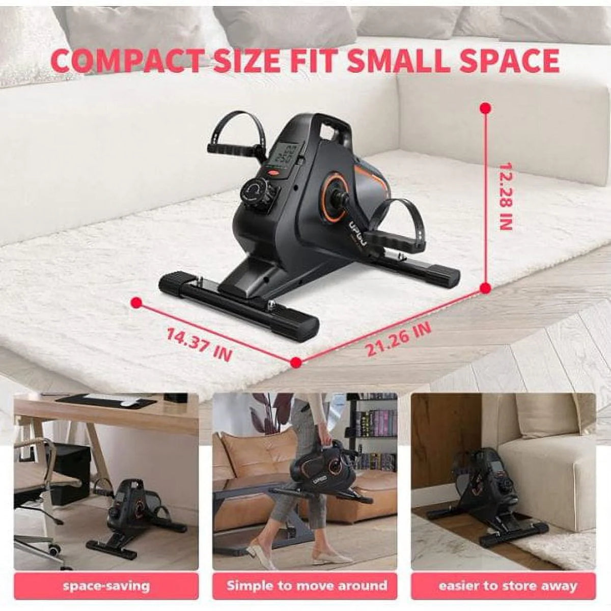 Under Desk Mini Exercise Bike Portable Magnetic Pedal Exerciser Y1512