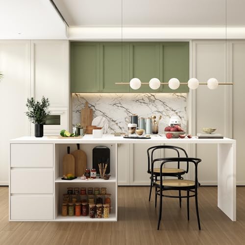 80.7" Wood Kitchen Island with 3 Drawers W65390