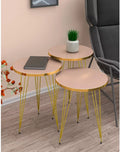 Set of 3 High Gloss Cappuccino Round Nesting Tables with Gold Legs D668