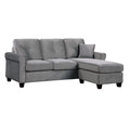 Gray Velvet Sectional Sofa with Reversible Chaise Z880138