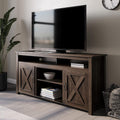 Barn Door Wood TV Stand & Media Console Table with Open Shelves and Cabinets C383839