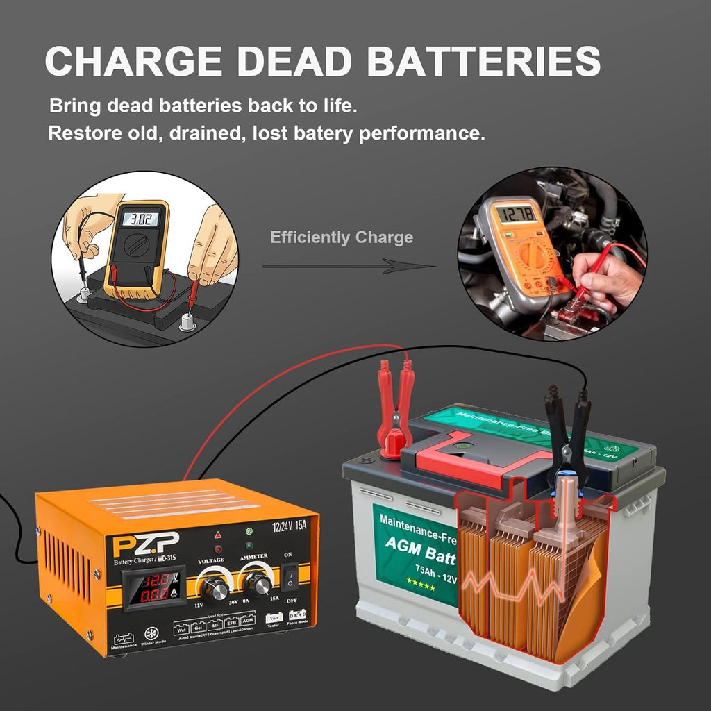 12V/24V Manual Battery Charger T765