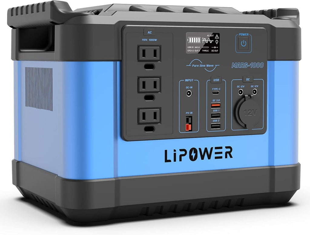 Portable Power Station 1000W 1100Wh Solar Generator with 3 110V Pure Sine Wave AC Outlet L7702