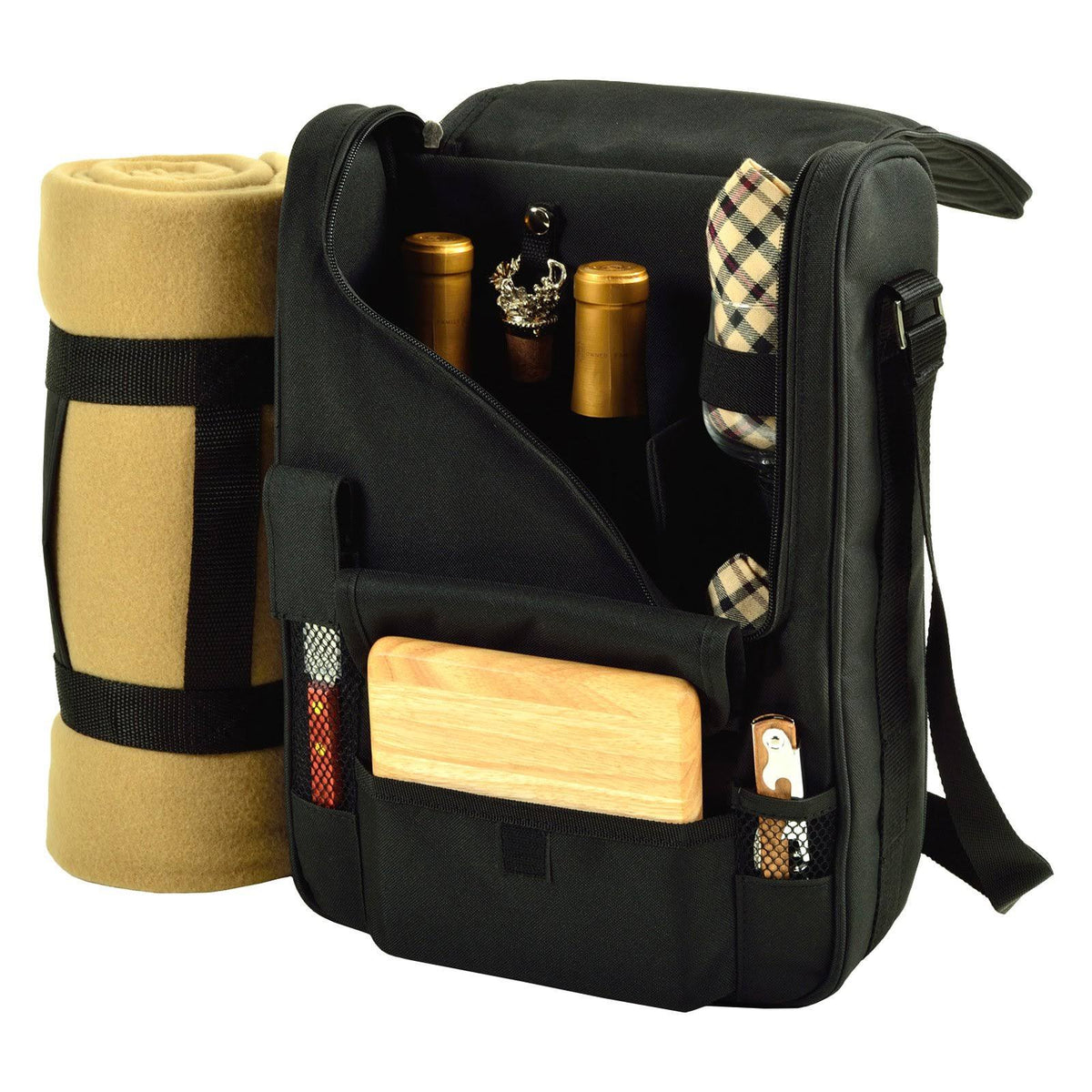 Bordeaux Wine & Cheese Cooler Bag with Glass Wine Glasses & Blanket H4573