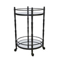 Black 2 Tier Round Metal Bar Cart D367