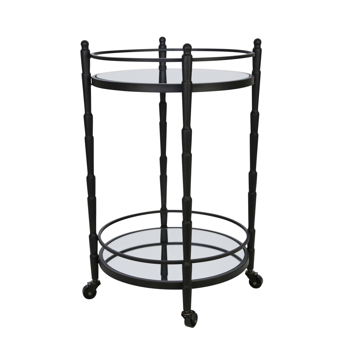 Black 2 Tier Round Metal Bar Cart D367
