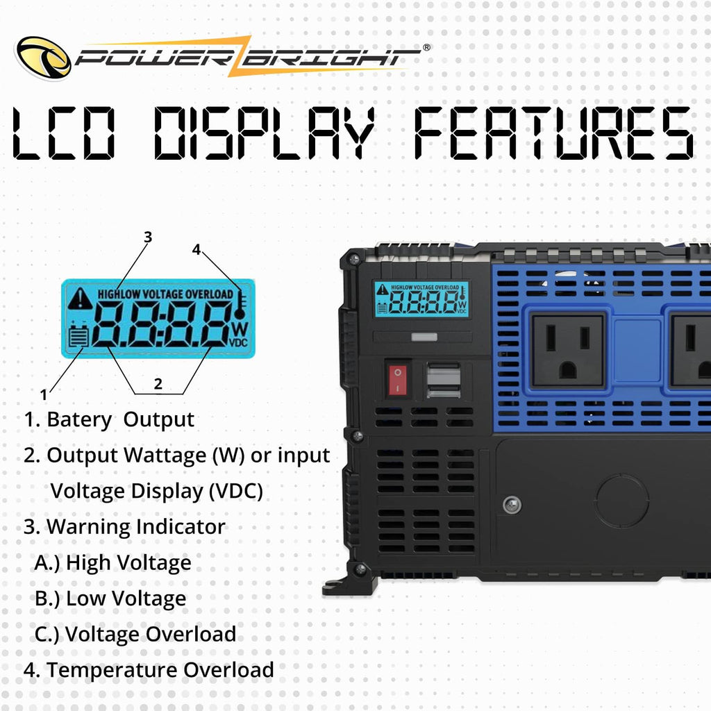 4000 Watts 12V to 110V Modified Sine Wave Power Inverter S612