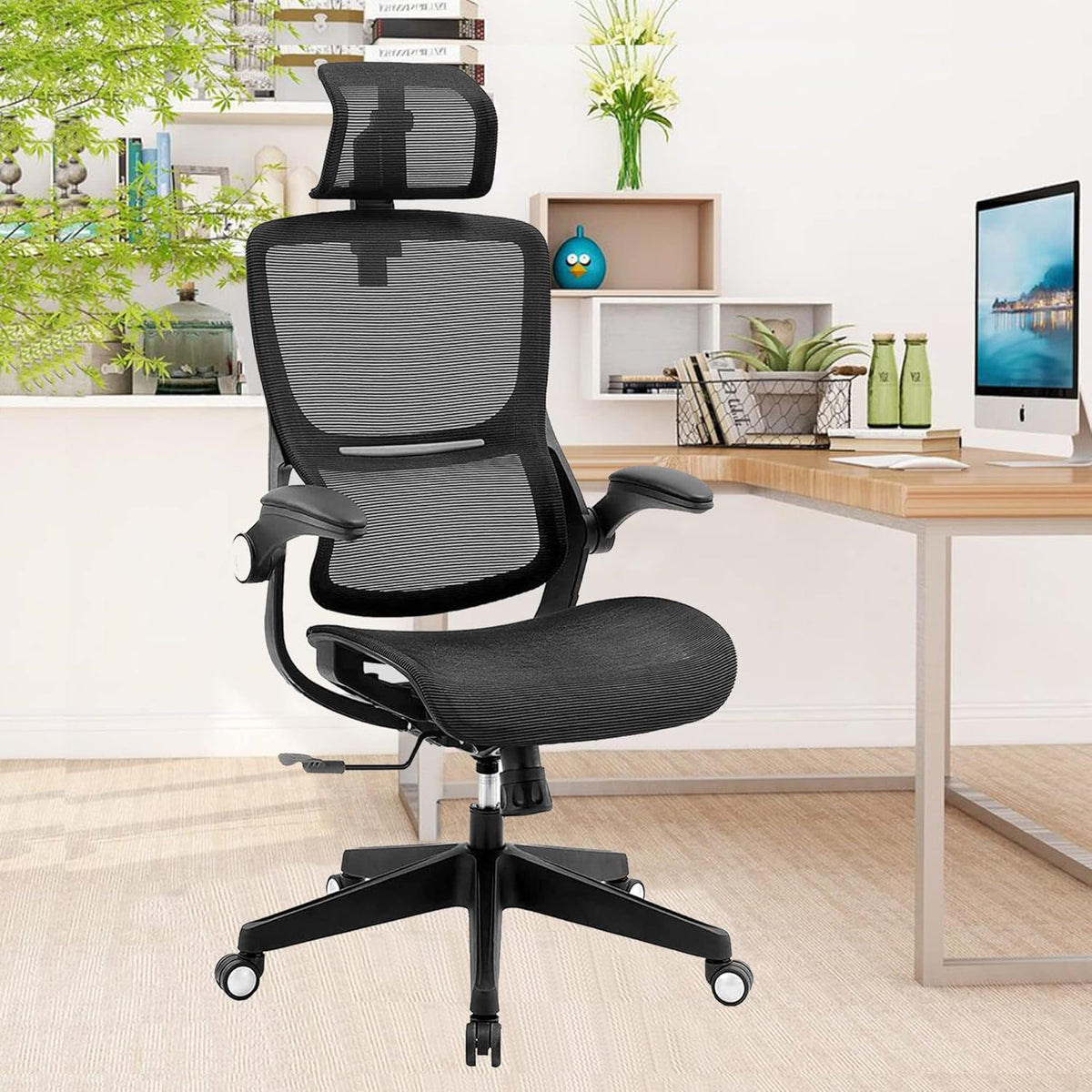 Black Ergonomic Mesh Office Chair with Lumbar Support T61966