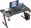 44 Inch Carbon Black Gaming Desk with Cup Holder & Headphone Hook G880484