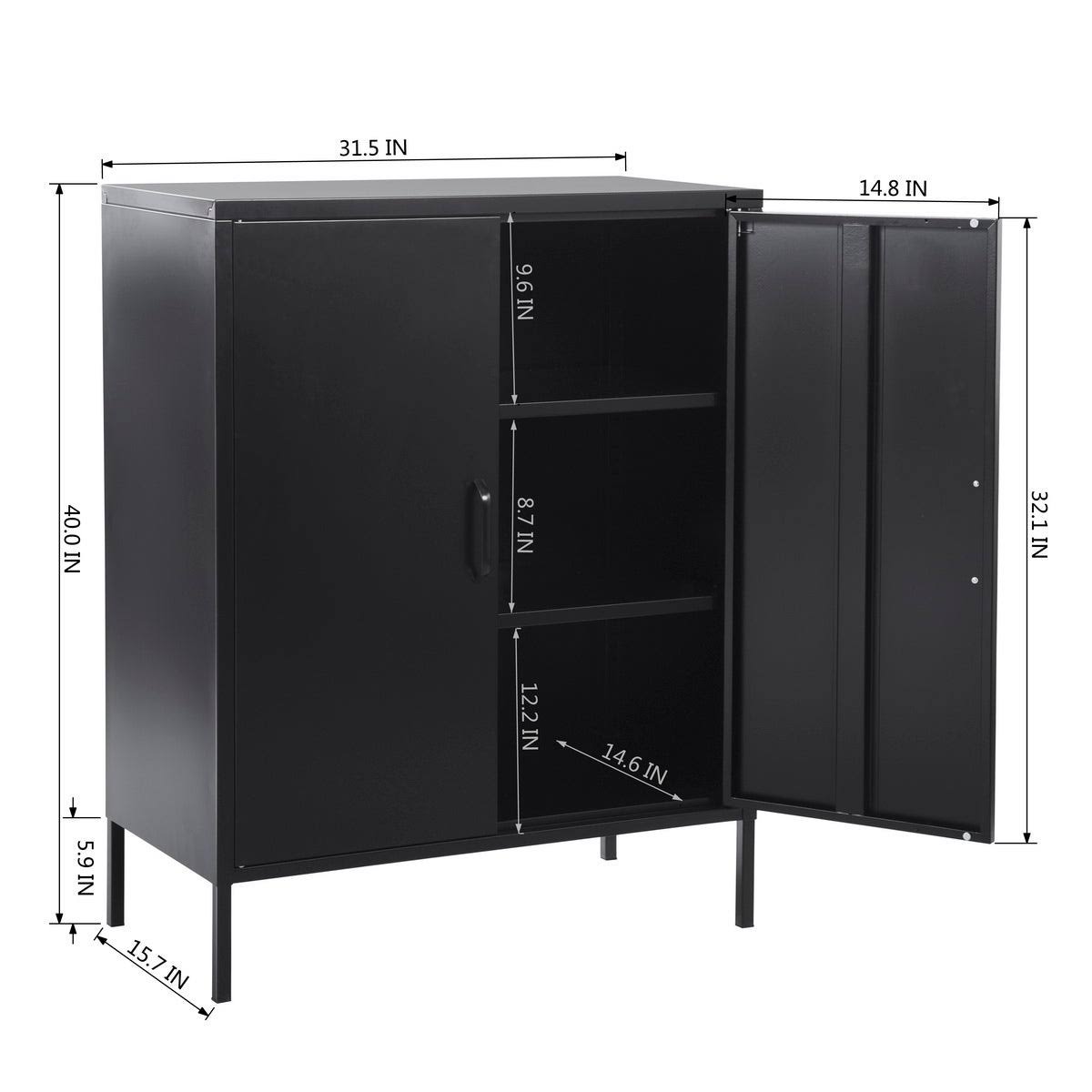 White Metal 2-Door Storage Cabin F85315