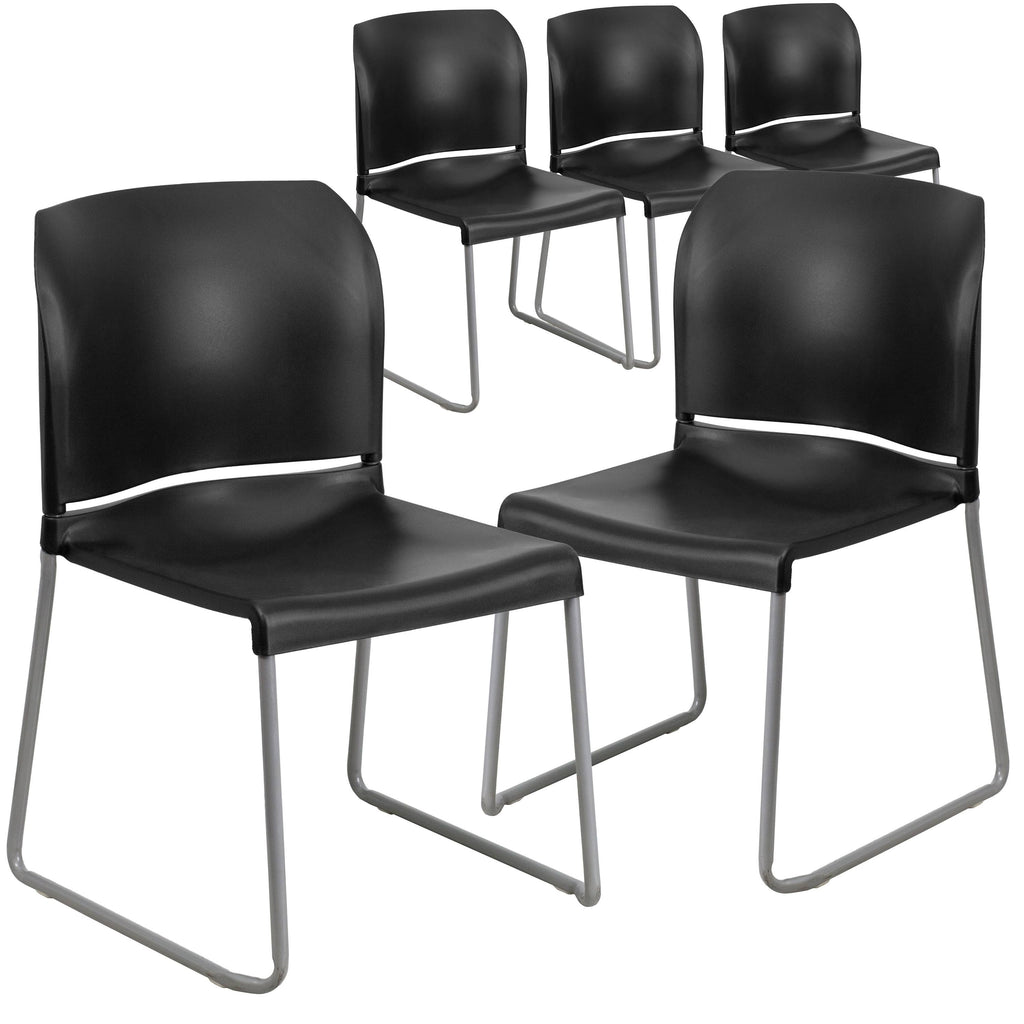 Black 5 Pk. Stack Chair with Sled Base X68095