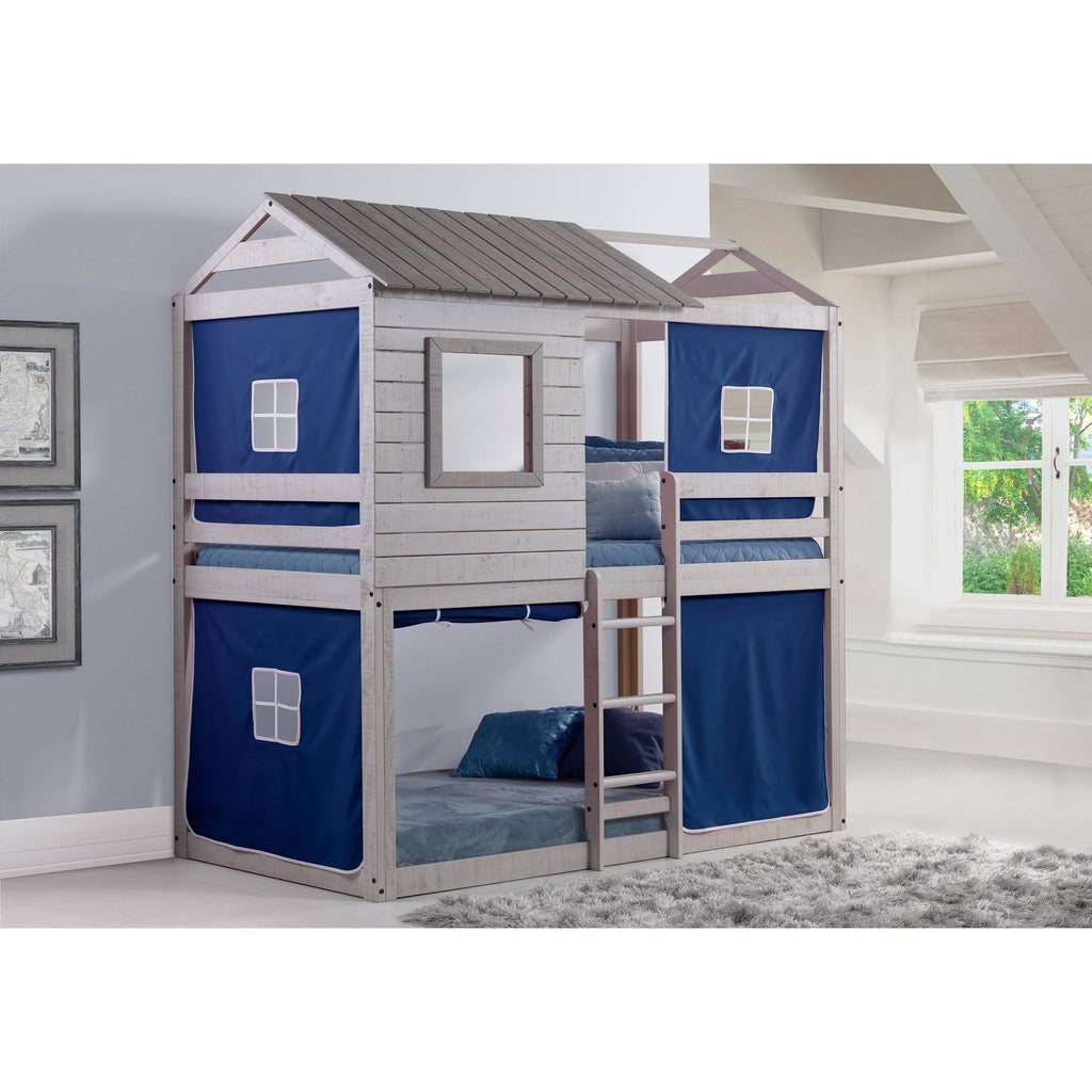 Twin Over Twin Size Bunk Loft Bed with Tent P206