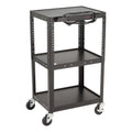Adjustable Height Metal AV Cart with Electric Power Cord, Black S840209