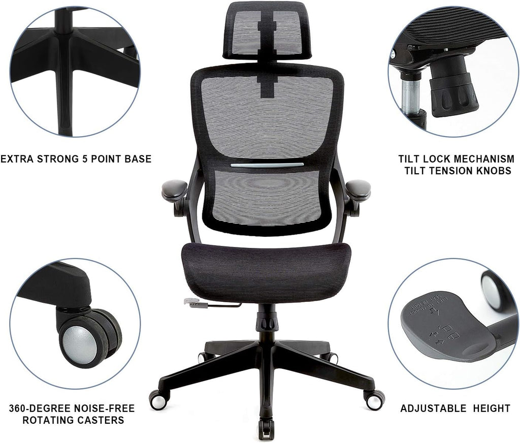 Black Ergonomic Mesh Office Chair with Lumbar Support T61966