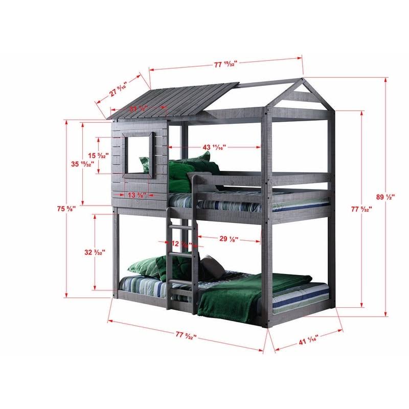 Twin Over Twin Size Bunk Loft Bed with Tent P206