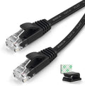 Cat6 Ethernet Cable 75 ft Black Flat Network LAN Cable with Cable Clips V466261