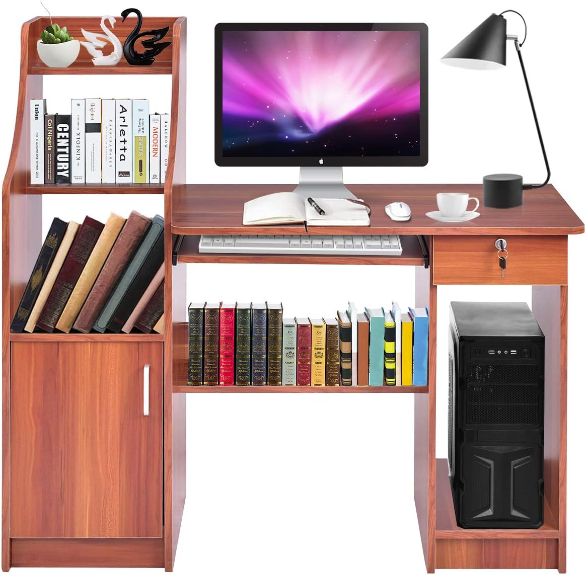 Computer Desk with Storage Cabinet & Drawer U66422