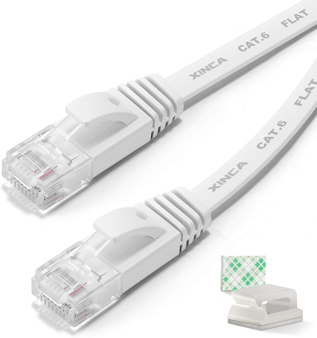 Cat6 Ethernet Cable 75 ft Black Flat Network LAN Cable with Cable Clips V466261