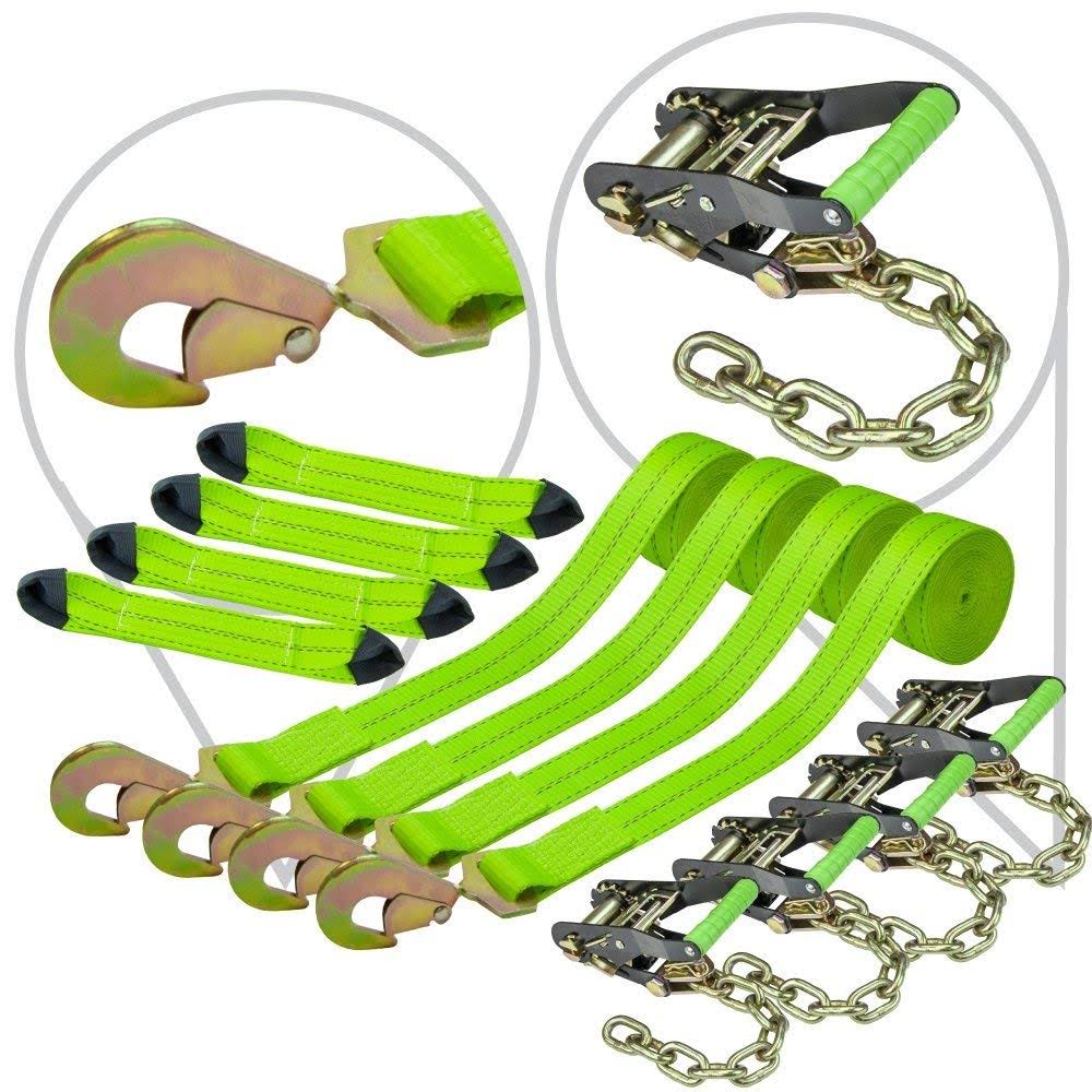 8-Point Vehicle Tie Down Kit with Snap Hook and Chain Tail, Set of 4 M99970
