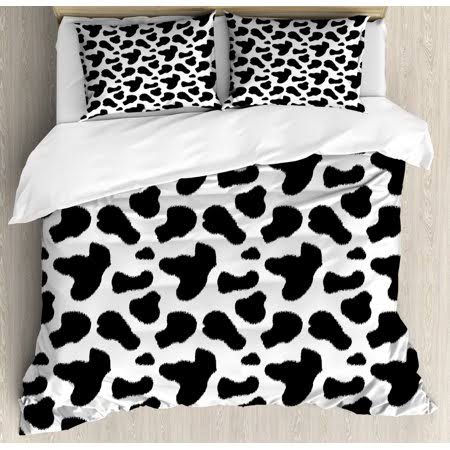 Cow Print Duvet Cover Set King Size 3 Piece N5650