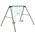 Kid's Metal Swing Set with 2 Belt Swings and Trapeze Bar G90725