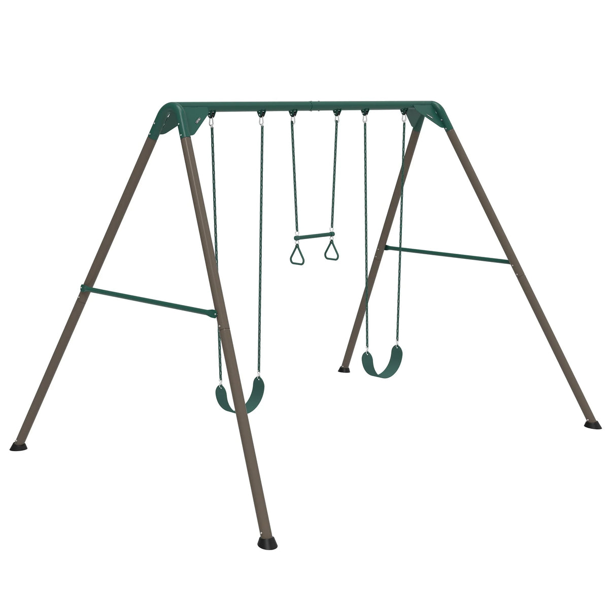 Kid's Metal Swing Set with 2 Belt Swings and Trapeze Bar G90725