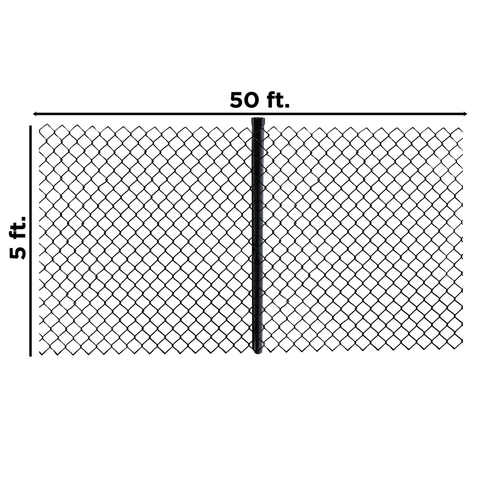 Black PVC Coated Chain Link Steel Fence 5X50 ft T5154