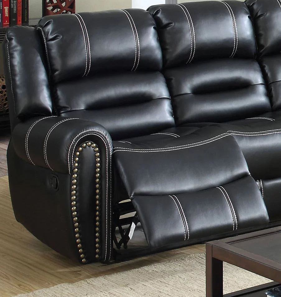 Black Leatherette Reclining Sofa and Loveseat 2pc Set A610200