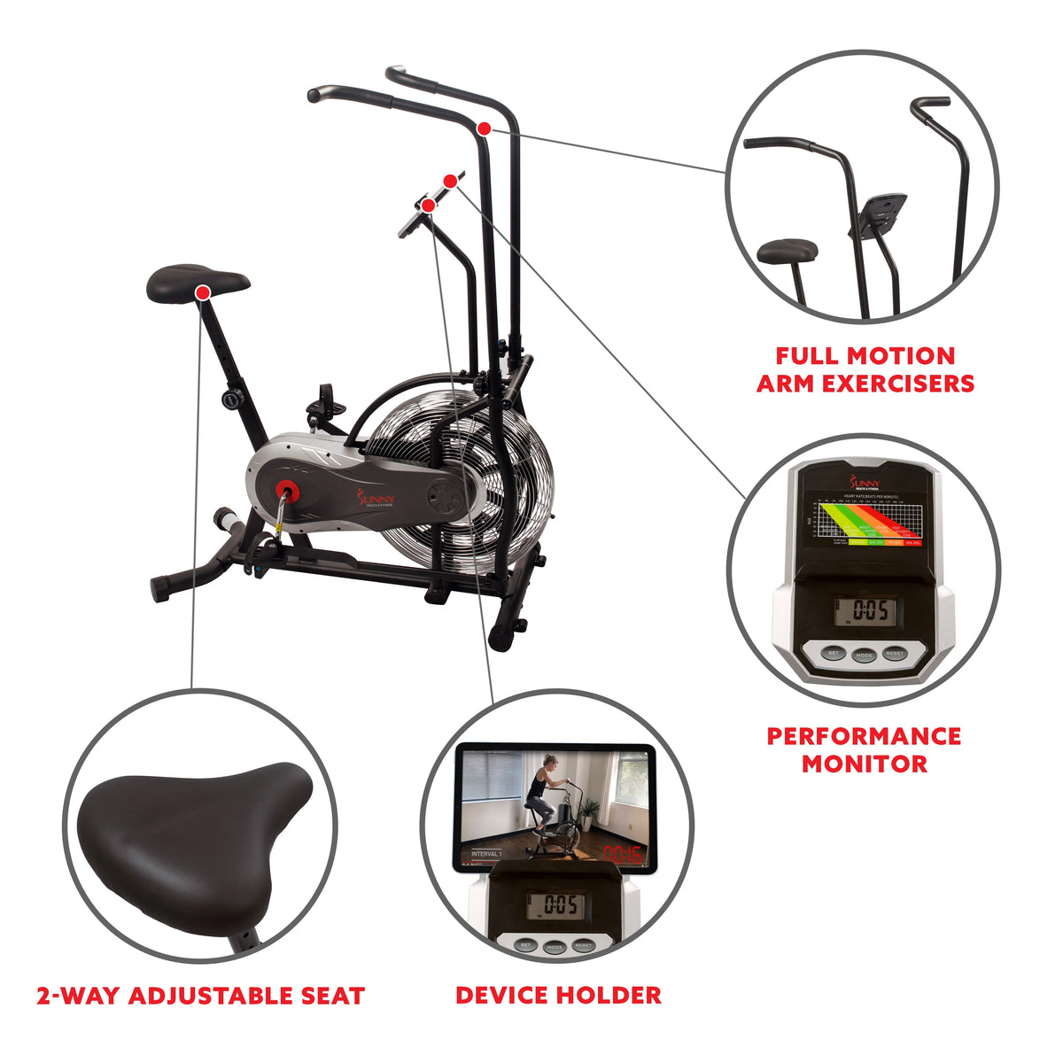 Indoor Stationary Upright Air Bike R1798