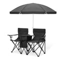 Portable Double Folding Chair with Umbrella, Cooler Bag & Carry Bag, Black G328